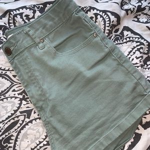 Olive Green High-Waisted Shorts